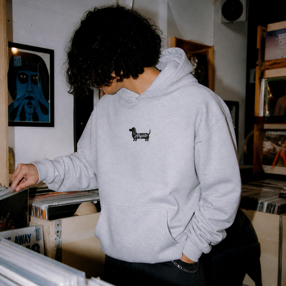 Abyadog Embroidery Hoodie lifestyle — Athletic Heather