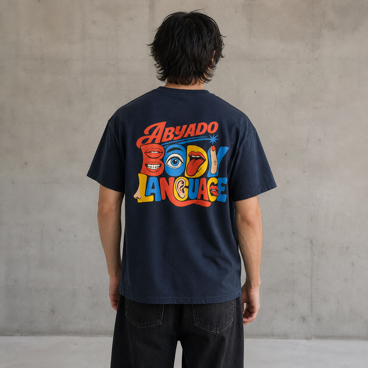 Body Language Tee back graphic lifestyle studio photo