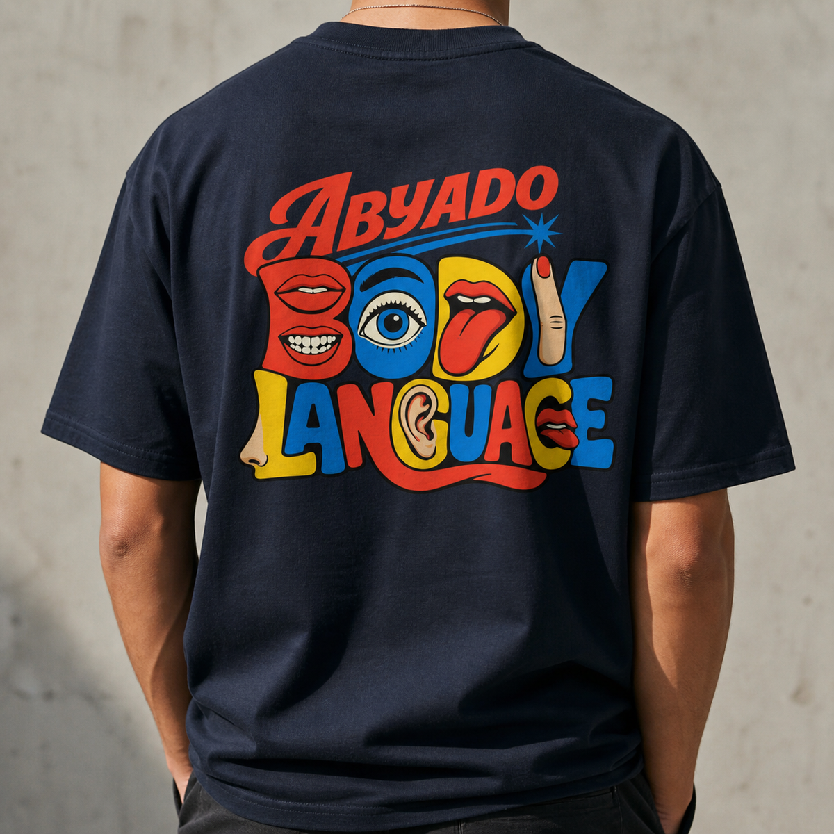 Body Language Tee back graphic close-up