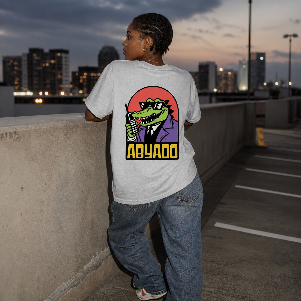 Crime Boss Tee lifestyle — Ash