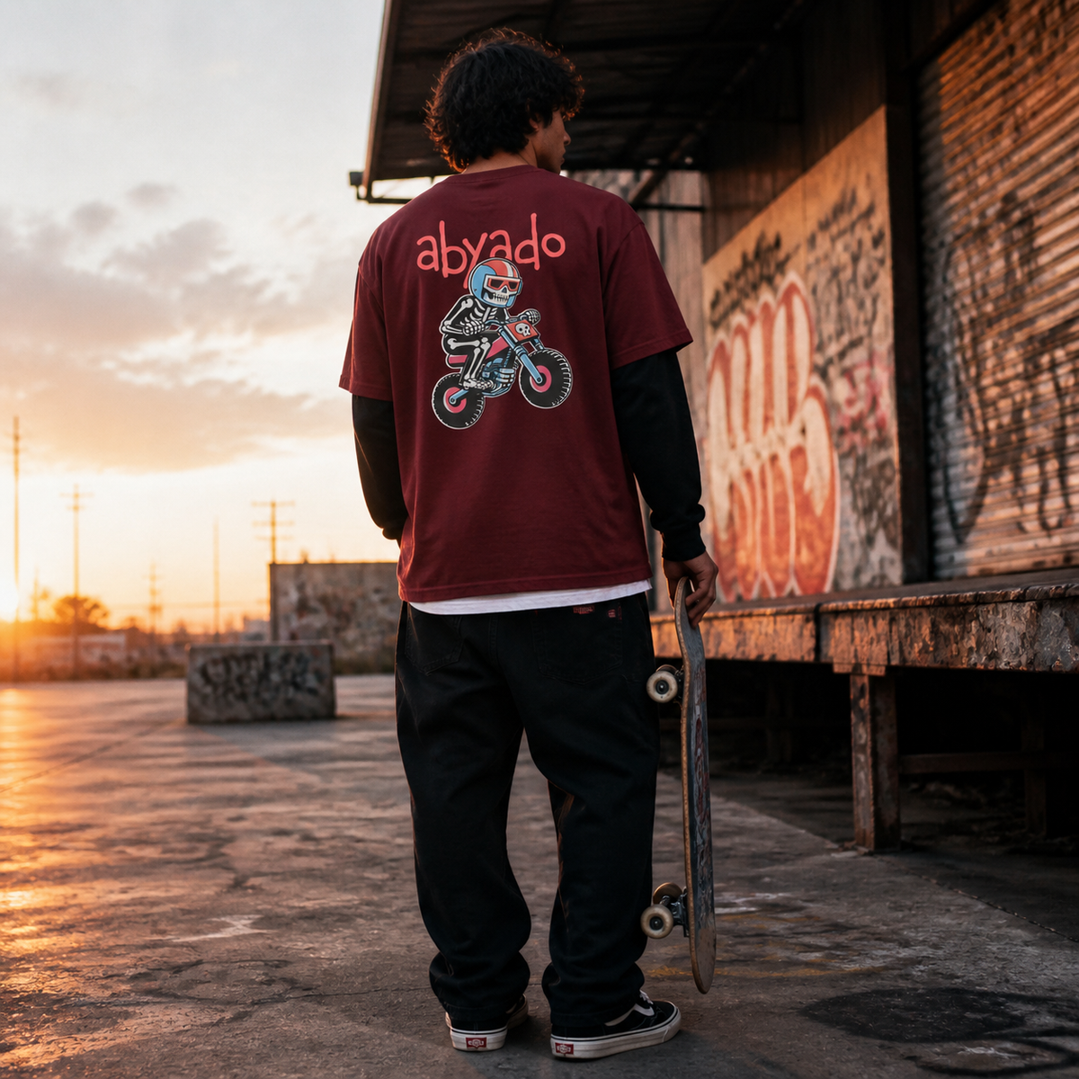 Dead Rider Tee lifestyle — Maroon