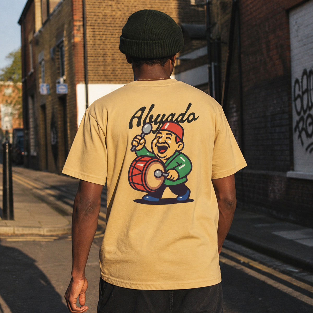 Drum Tee — Yellow Haze — back lifestyle