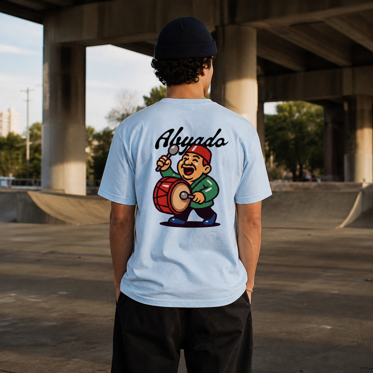 Drum Tee — Light Blue — back lifestyle