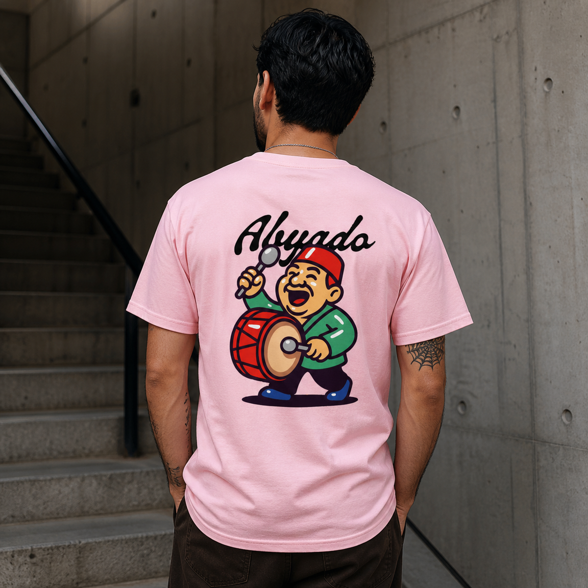 Drum Tee — Light Pink — back lifestyle