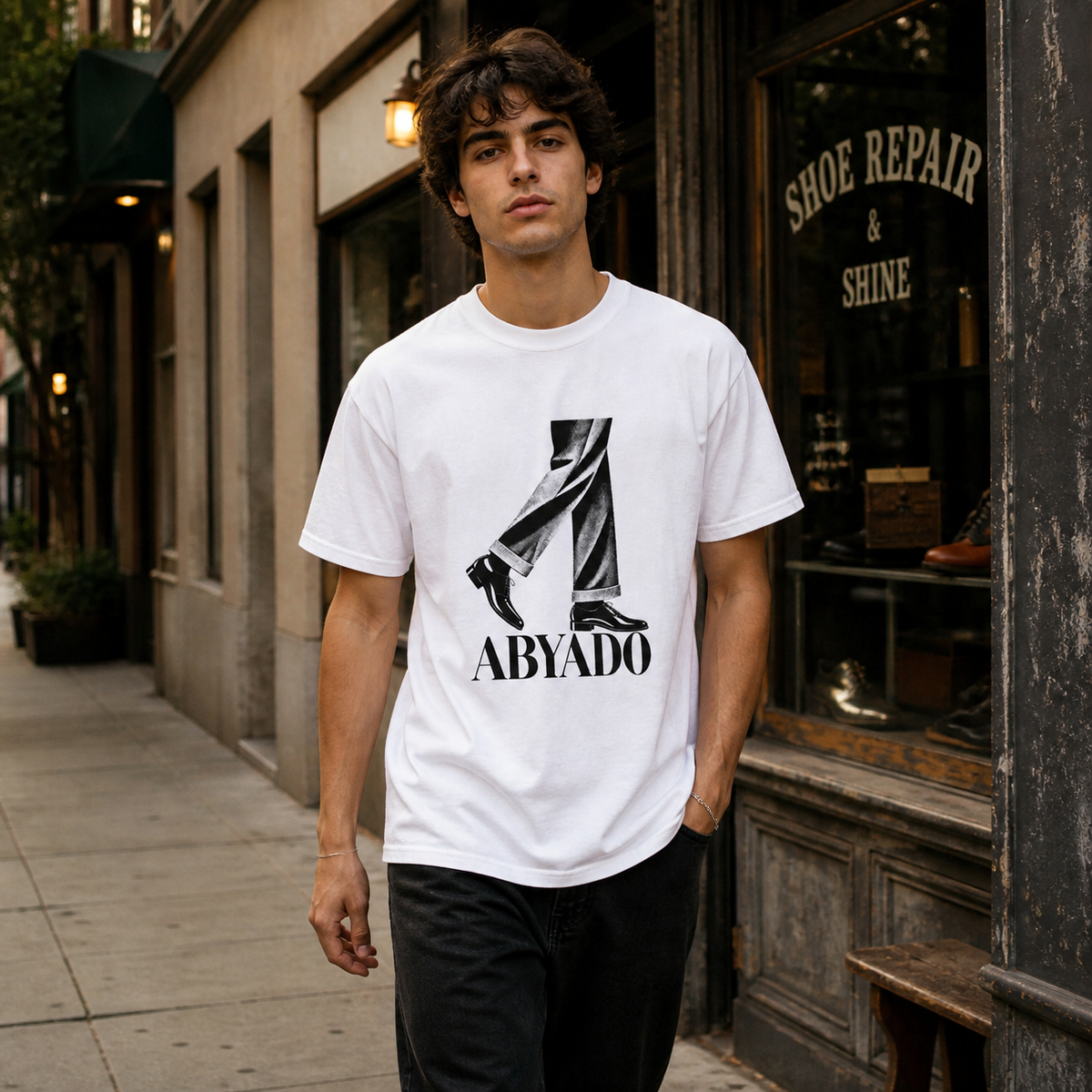 Good Shoes Tee in White, front graphic
