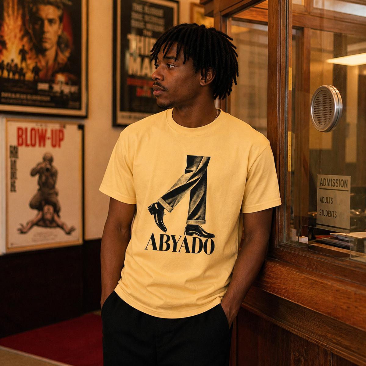 Good Shoes Tee in Yellow Haze, front graphic