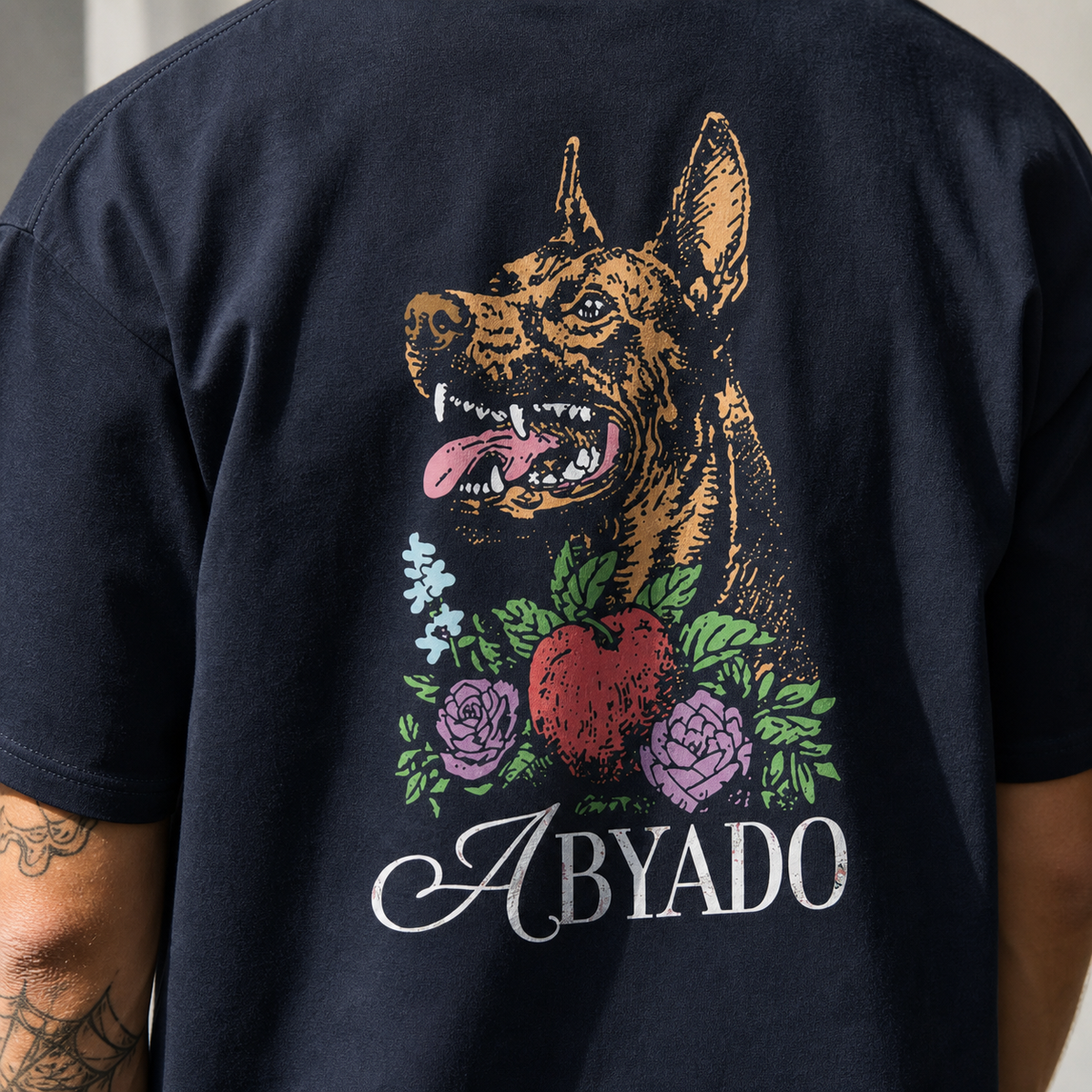 Guard Tee lifestyle — Navy detail