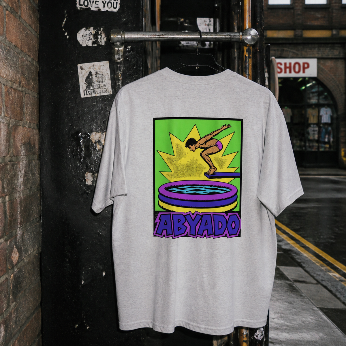 Inflatable Tee lifestyle — Ash back detail — Brick Lane 1:1