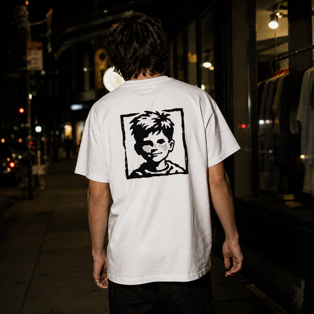 'Menace' Tee lifestyle — night street