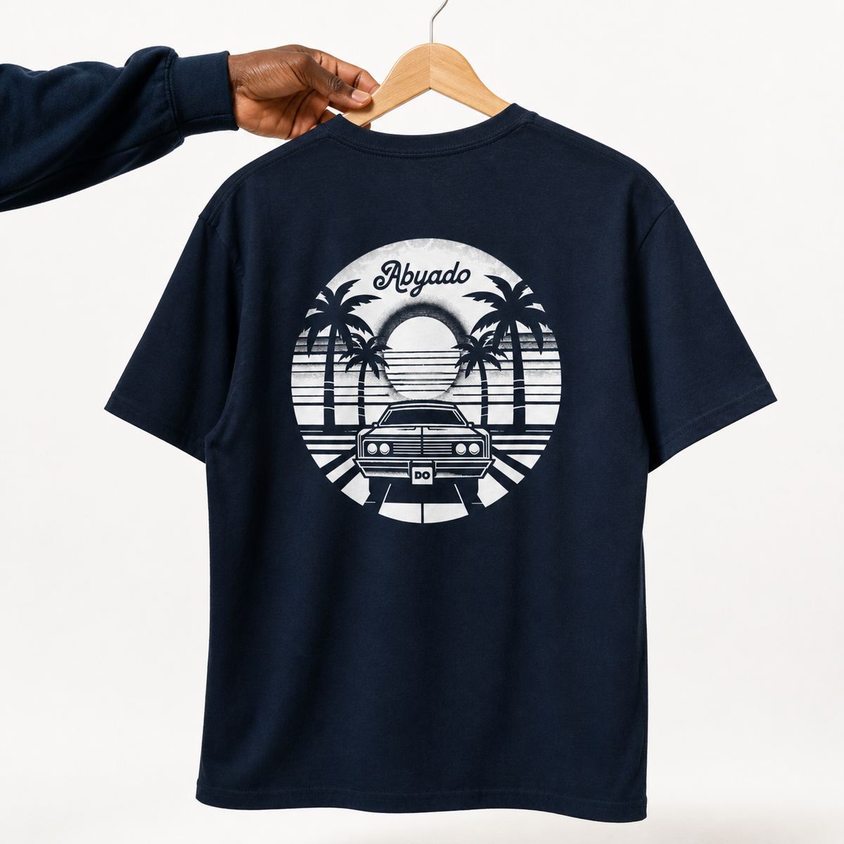 Sunset Drive Tee lifestyle — product detail back graphic — 1:1